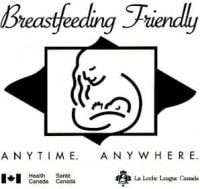 Woman breastfeeding child logo