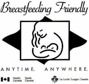 Woman breastfeeding child logo