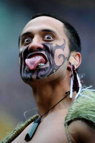 Maori Warrior Sticking Tongue out