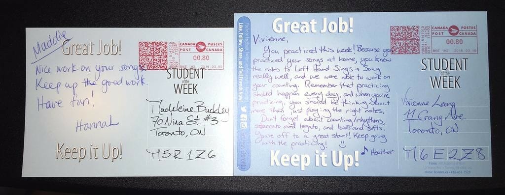 Old and new Student of the week postcards